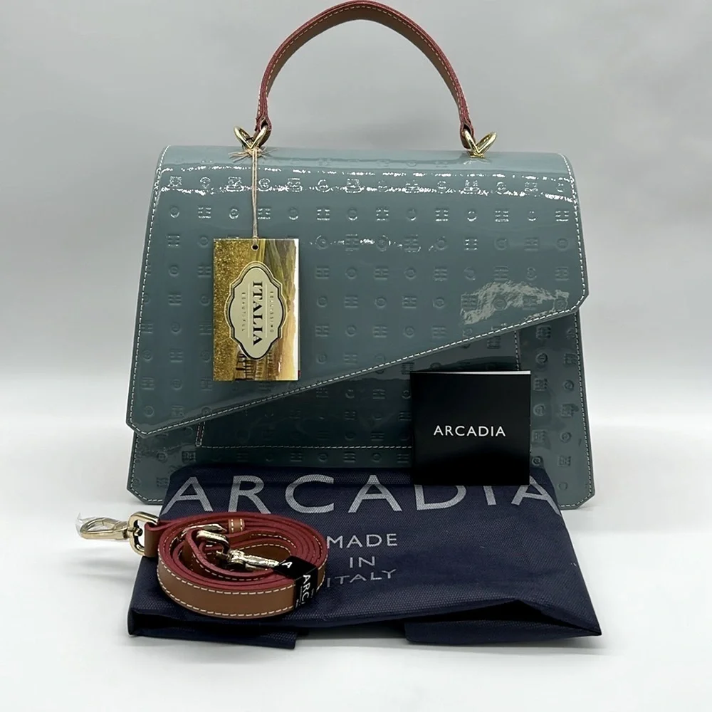2385- Arcadia Women’s Crossbody Bag Made In Italy Patent Leather NWT - Picture 9 of 14